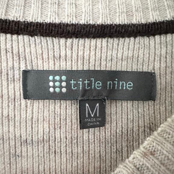 Title Nine Beige Wool Blend Contrast Trim Long Tunic Sweater Dress Medium - Picture 7 of 11